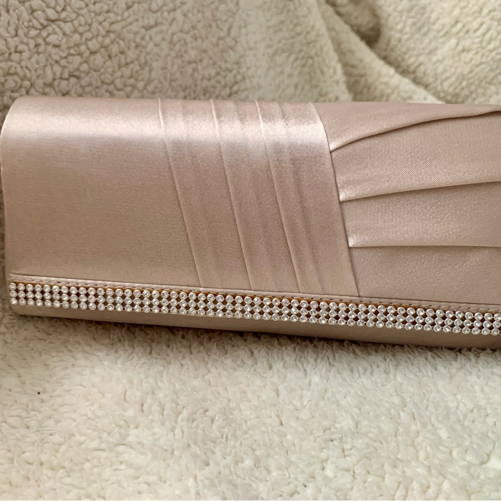Badgley Mischka Satin Clutch with Crystal Accents